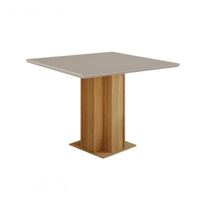 Conjunto Sala De Jantar Sophia 95x95 Tampo Mdf/vidro 4 Cadeiras Maia Cimol Nature/offwhite/mascavo