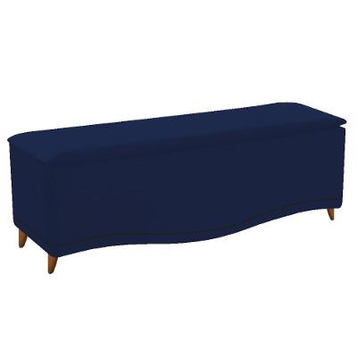 Calçadeira Estofada Yasmim 140cm Casal Suede Azul Marinho