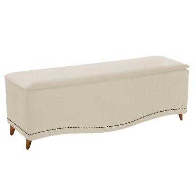 Calçadeira Estofada Yasmim 140cm Casal Suede Bege Adj Decor