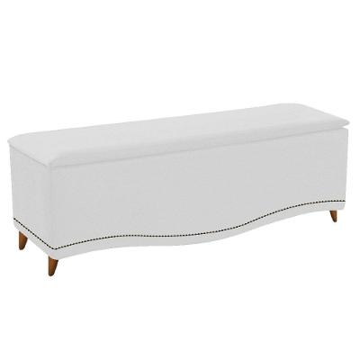 Calçadeira Estofada Yasmim 140cm Casal Corano Branco Adj Decor