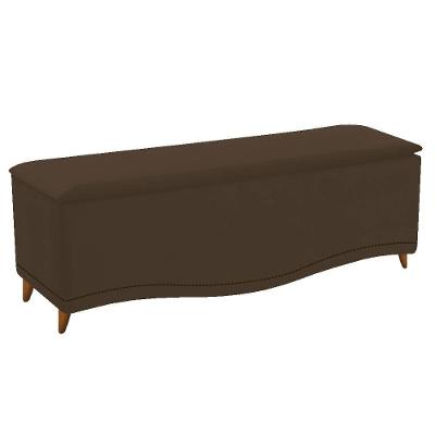 Calçadeira Estofada Yasmim 140cm Casal Suede Marrom