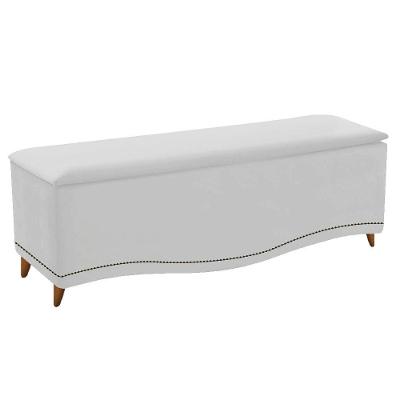 Calçadeira Estofada Yasmim 140cm Casal Suede Branco