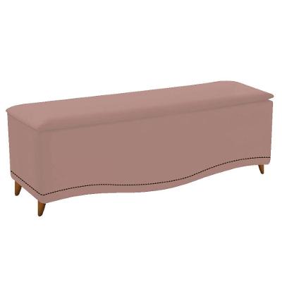 Calçadeira Estofada Yasmim 140cm Casal Suede Rosê Adj Decor