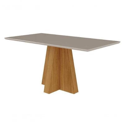 Conjunto Sala De Jantar 160x80 Tampo Mdf/vidro 6 Cadeiras Maia Cimol Nature/offwhite