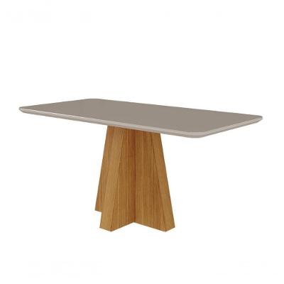 Conjunto Sala De Jantar Maite 160x80 Tampo Mdf/vidro 6 Cadeiras Fernanda Cimol Nature/offwhite/joli
