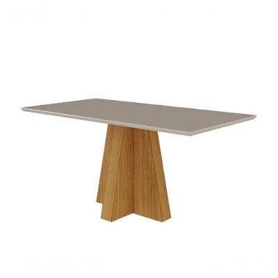 Conjunto Sala De Jantar 160x80 Tampo Mdf/vidro 6cadeiras Cimol Nature/off White/madeira/nude