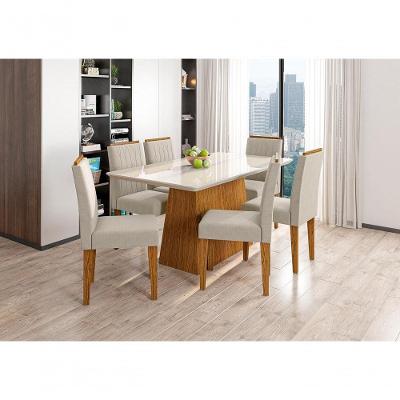 Kit Sala De Jantar 1,60M 6 Cad Ype/Off White/Animalle Bege