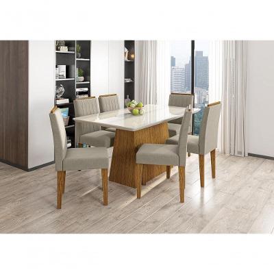 Kit Sala De Jantar 1,60M 6 Cad Ype/Off White/Animalle Marfim