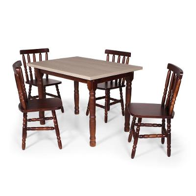 Conj Jantar 110x80cm Imbuia + 4 Cadeiras Mônaco Imbuia