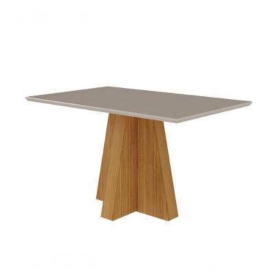 Conjunto Sala De Jantar 130x80 Tampo Mdf/vidro 4 Cadeiras Cimol Nature/off White/madeira/nude