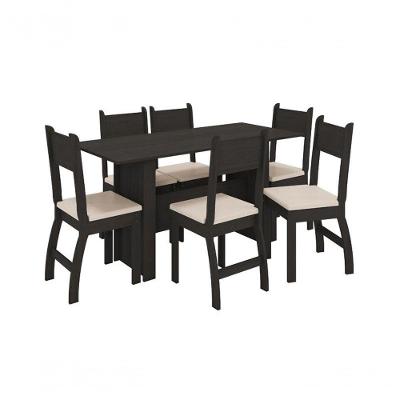 Conjunto Mesa De Jantar Milano 1,55M C/ 6 Cad Amendoa/Savana
