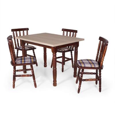 Conj Jantar 110x80cm Imbuia + 4 Cadeiras Em Madeira Mônaco