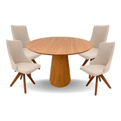 Conjunto Mesa De Jantar Cone 110 Cm Freijó Com 4 Cadeiras Roma Giratória Cor Marrom