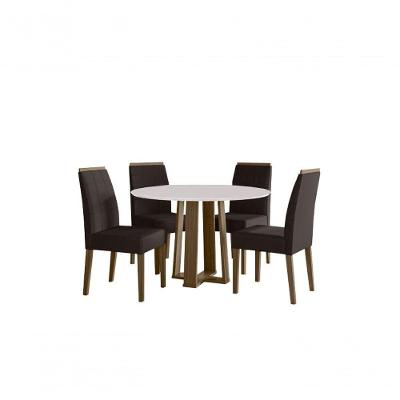 Kit Sala Jantar 1,20M 4 Cad Imbuia/Off White/Amendoa/ Café