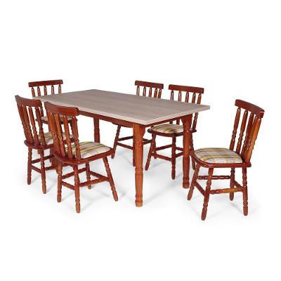 Conj Jantar 160x80cm Mel + 6 Cadeiras Em Madeira Mônaco