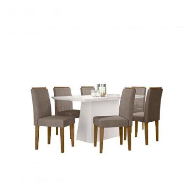 Conjunto Sala De Jantar 1,60M 6 Cad Off White/Ype/ Marrom