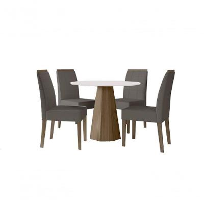 Conjunto Mesa 1,00M 4 Cad Imbuia/Off White/Amendoa Cinza