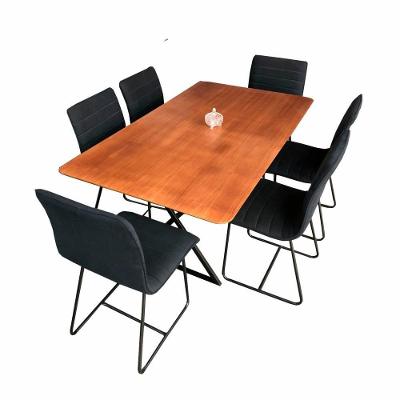 Conjunto Sala De Jantar Angra Amadeirado Com Base De Metal Preto
