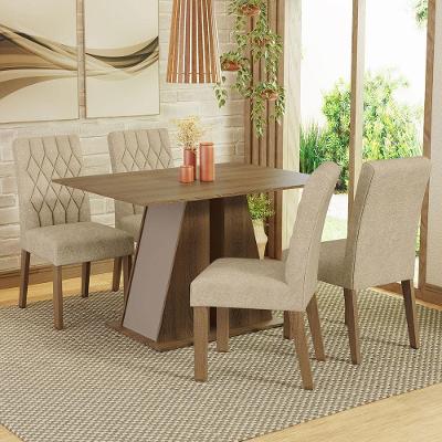 Conjunto Sala De Jantar Mesa Tampo De Madeira 4 Cadeiras Rustic/crema/imperial Gisele Madesa Rustic/crema/imperial
