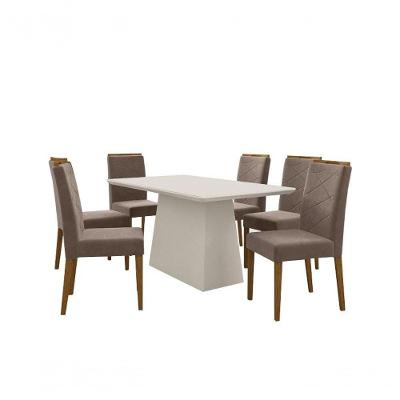 Conjunto Sala De Jantar 1,60M 6 Cad Off White/Ype/ Marrom
