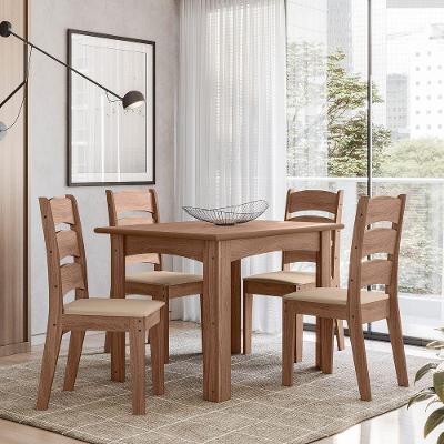 Conjunto Sala De Jantar Mali 1,10 Com 4 Cadeiras Amêndoa 51C