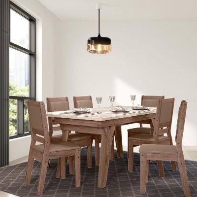 Conjunto Sala De Jantar 1,56 Com 6 Cadeiras Amêndoa 73B
