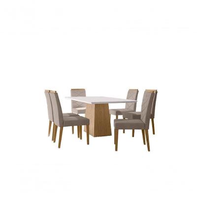 Sala De Jantar 1,80M X 0,90M 6 Cad Ype/Off White/ Marrom