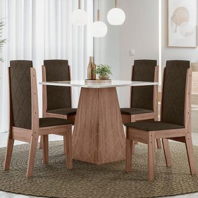 Conjunto De Sala De Jantar 0,90 Com 4 Cadeiras Amêndoa 69B