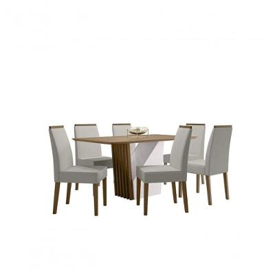 Sala De Jantar 1,60M X 0,90M 6 Cad Imbuia/Animalle Bege