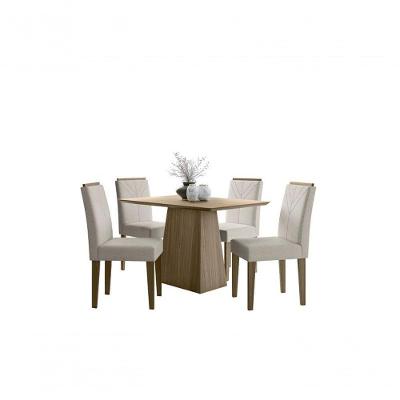 Sala De Jantar 1,20M X 0,80M 4 Cad Imbuia/Animalle Bege