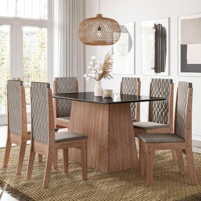 Conjunto Sala De Jantar 1,35 Com 6 Cadeiras Amêndoa 01A