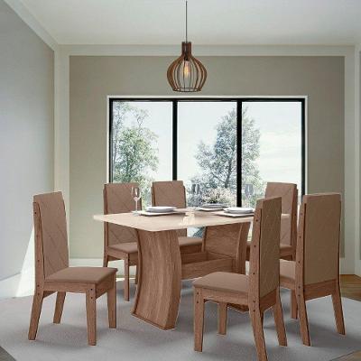 Conjunto Sala De Jantar 1,35 Com 6 Cadeiras Amêndoa 73B