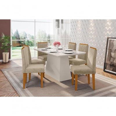 Kit De Mesa 1,60M 6 Cad Off White/Ypê/Animalle Marrom