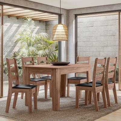 Conjunto Sala De Jantar1,35 Com 6 Cadeiras Amêndoa 11C