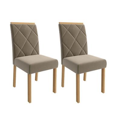 Kit Sala Jantar Agata 130X80 Tampo Em Vidro/Mdf 4 Cadeiras Fernanda Cimol Nature Off White Madeira