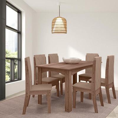 Conjunto Sala De Jantar 1,56 Com 6 Cadeiras Amêndoa 73B