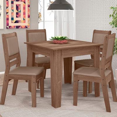 Conjunto Sala De Jantar 0,90 Com 4 Cadeiras Amêndoa 73B