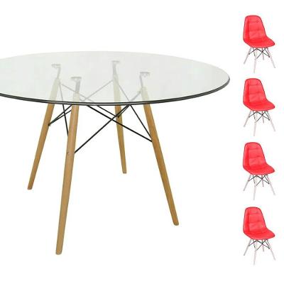 Conjunto Mesa Eames 90cm + 4 Cadeiras Eames Vermelha