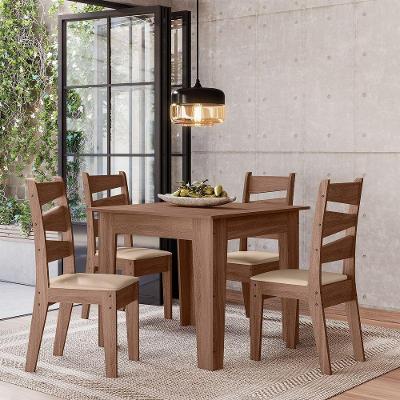 Conjunto Sala De Jantar0,90 Com 4 Cadeiras Amêndoa 51C