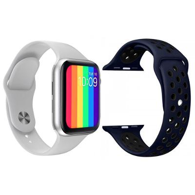 Kit 1 Smartwatch Branco + 1 Pulseira Azul E Preto