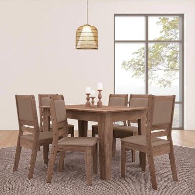 Conjunto Sala De Jantar 1,35 Com 6 Cadeiras Amêndoa 73B