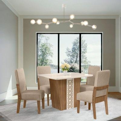 Conjunto Sala De Jantar Esmeralda Com 4 Cadeiras Cedro 74B