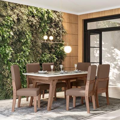 Conjunto Sala De Jantar 1,56 Com 06 Cadeiras Amêndoa 73B