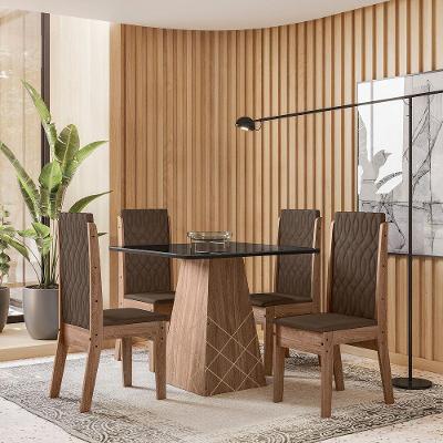 Conjunto Sala De Jantar 0,90 Com 4 Cadeiras Amêndoa 04A