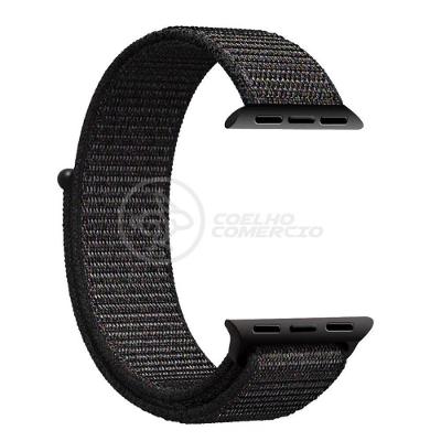 Pulseira Nylon Para Iwo Smartwatch 42mm 44mm - Preto