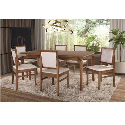 Conjunto De Sala De Jantar Bella 160 Laminado Acabamento Castanho