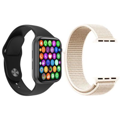 Kit 1 Smartwatch Preto + 1 Pulseira Extra Nylon Rosa Vintage