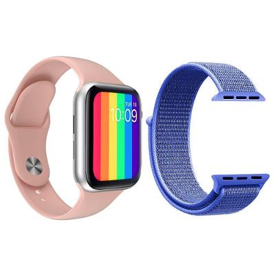 Kit 1 Smartwatch Rosa + 1 Pulseira Nylon Azul