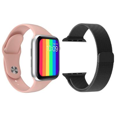 Kit 1 Smartwatch Rosa + 1 Pulseira Extra Preto