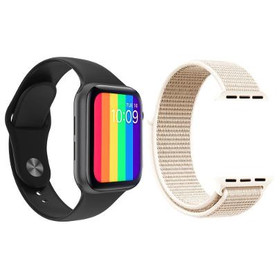 Kit 1 Smartwatch Preto + 1 Pulseira Nylon Rosa Vintage